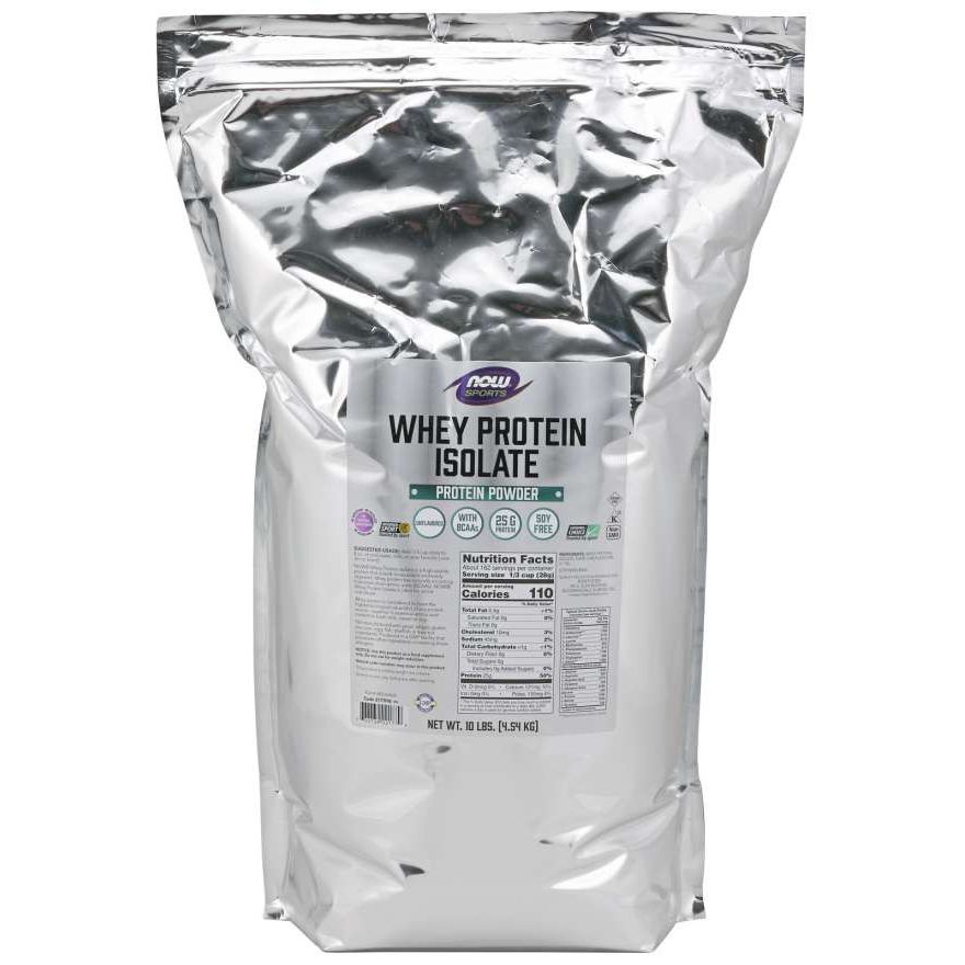 Now Sports Whey Protein Isolate Unflavored Powder 10 Pounds - 2177
