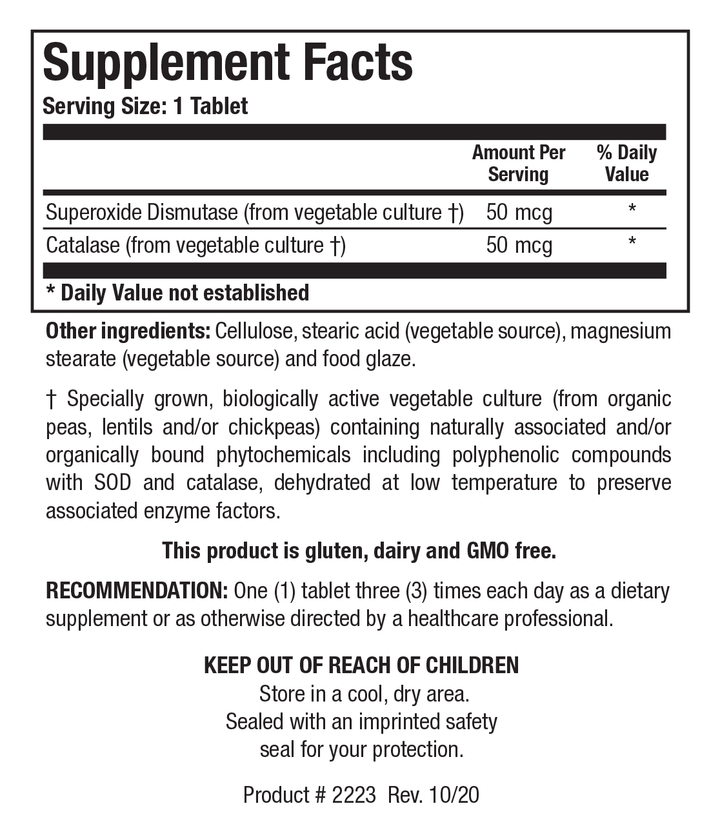 Biotics Research Dismuzyme Plus - Supplement Facts panel