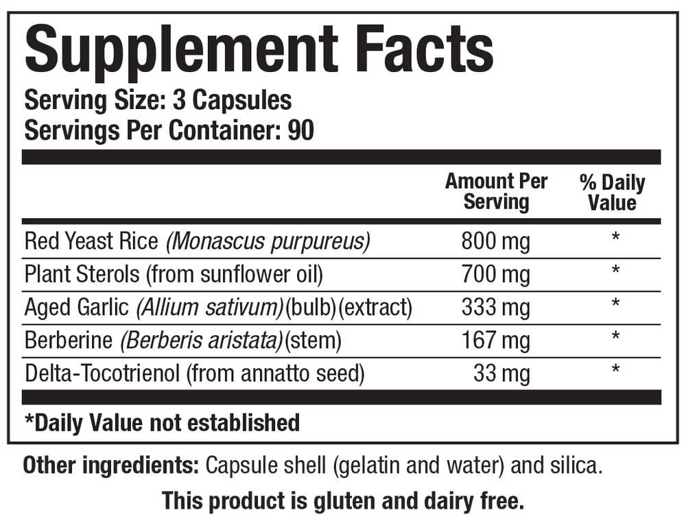 Biotics Research Cardio-Lipid 270 Capsules - Supplement Facts panel