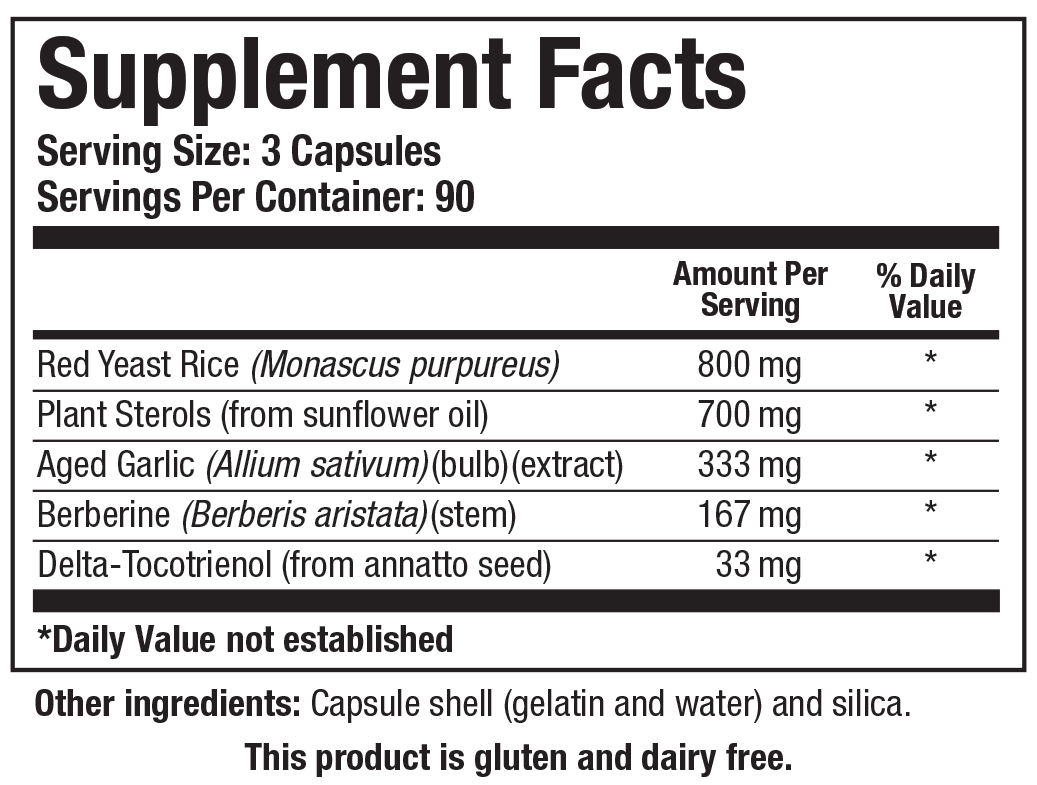 Biotics Research Cardio-Lipid 270 Capsules - Supplement Facts panel