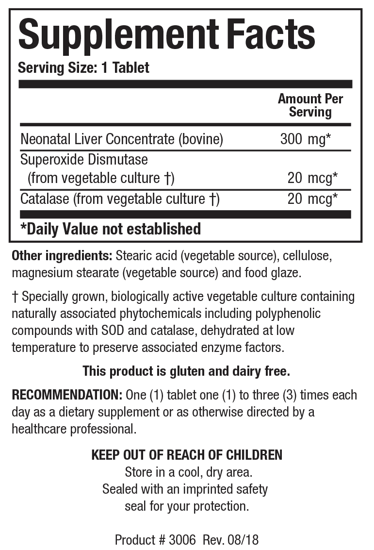 Biotics Research Cytozyme-LV (Neonatal Liver) - Supplement Facts panel