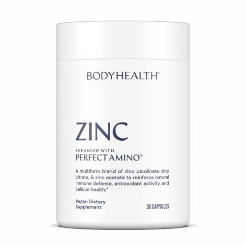 BodyHealth Zinc 30mg - Supplement for Growth &amp; Development, Antioxidant Activity - Natural Immune Defense &amp; Cellular Health - 30 Capsules