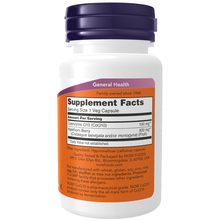 Now Foods CoQ10 100 mg with Hawthorn Berry 30 Vcaps - 3210