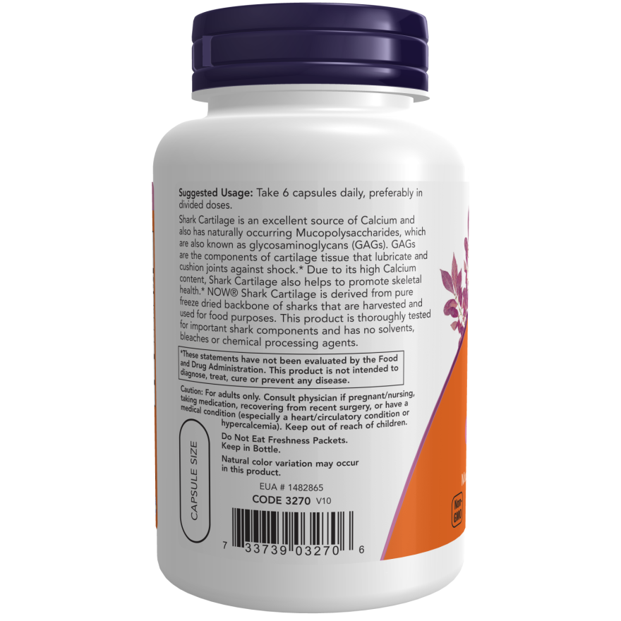 Now Foods Shark Cartilage 750 mg 100 Capsules - 3270