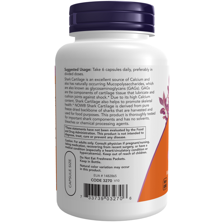 Now Foods Shark Cartilage 750 mg 100 Capsules - 3270
