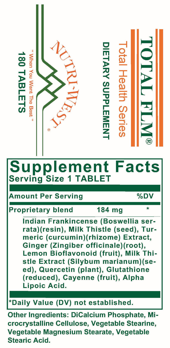 Nutri-West - Total FLM - 180 Tablets - Supplement Facts panel