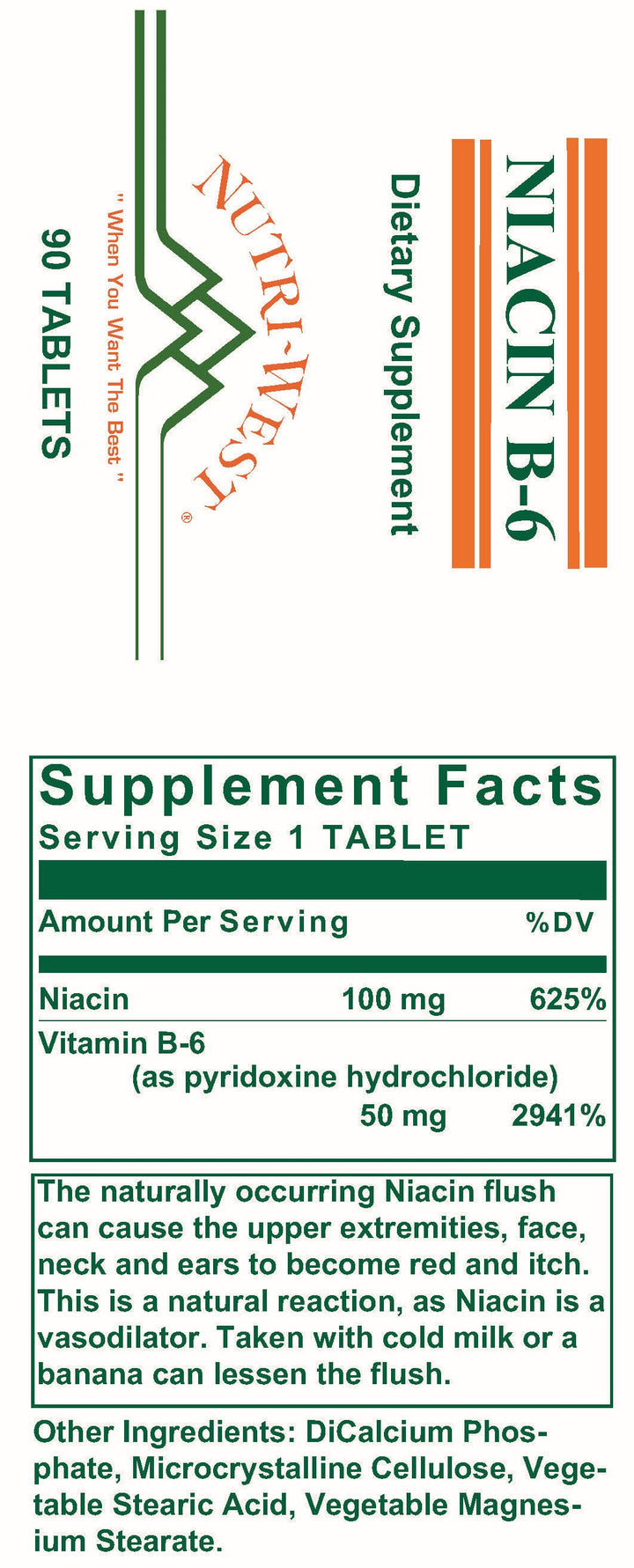 Nutri-West - Niacin B-6 - 90 Tablets - Supplement Facts panel