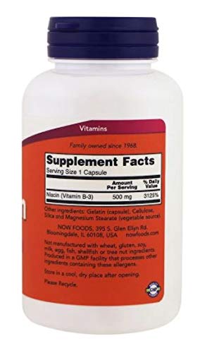 NOW Foods - Niacin Vitamin B-3 500 mg. - 100 Capsules (Multi-Pack)