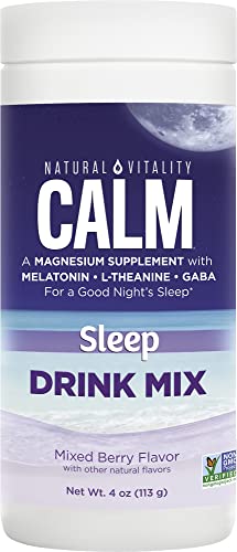 Natural Vitality Calm Sleep Drink Mix with Magnesium and Melatonin, Mixed Berry Flavor, 4 Ounces (Package May Vary)