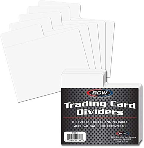 BCW Horizontal Trading Card Dividers - 30 ct | Archival Quality, Write-On Index Tab, 3 11/16 X 2 11/16 Inches | Fits Single Row Card Boxes| Card Collection Organizer Dividers