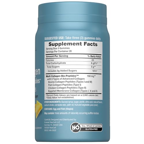 NeoCell Multi Collagen Bio-Peptides Gummies | 60 ct | Tropical Flavor