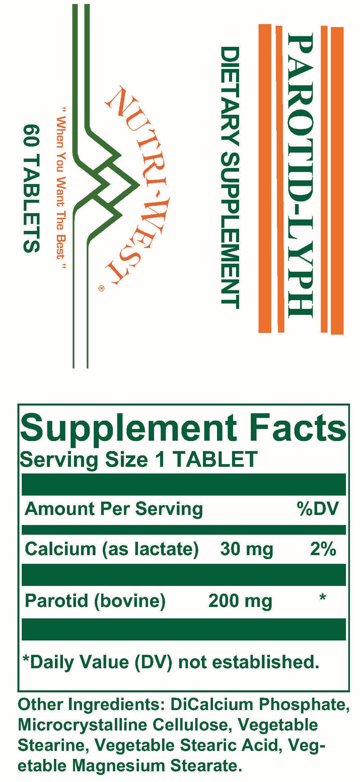 Nutri-West - Parotid-Lyph - 60 Tablets - Supplement Facts panel