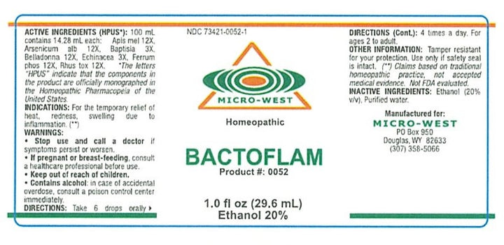 Nutri-West - Bactoflam (Homeopathic) - 1 oz - Supplement Facts panel