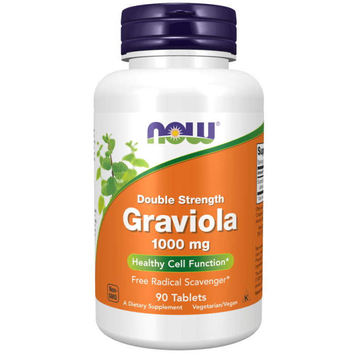 Now Foods Graviola 1000 mg Double Strength 90 Tablets