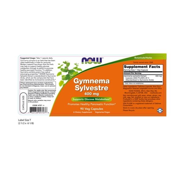 Now Foods Gymnema Sylvestre 400 mg 90 Vcaps - 4707 - 3 Pack