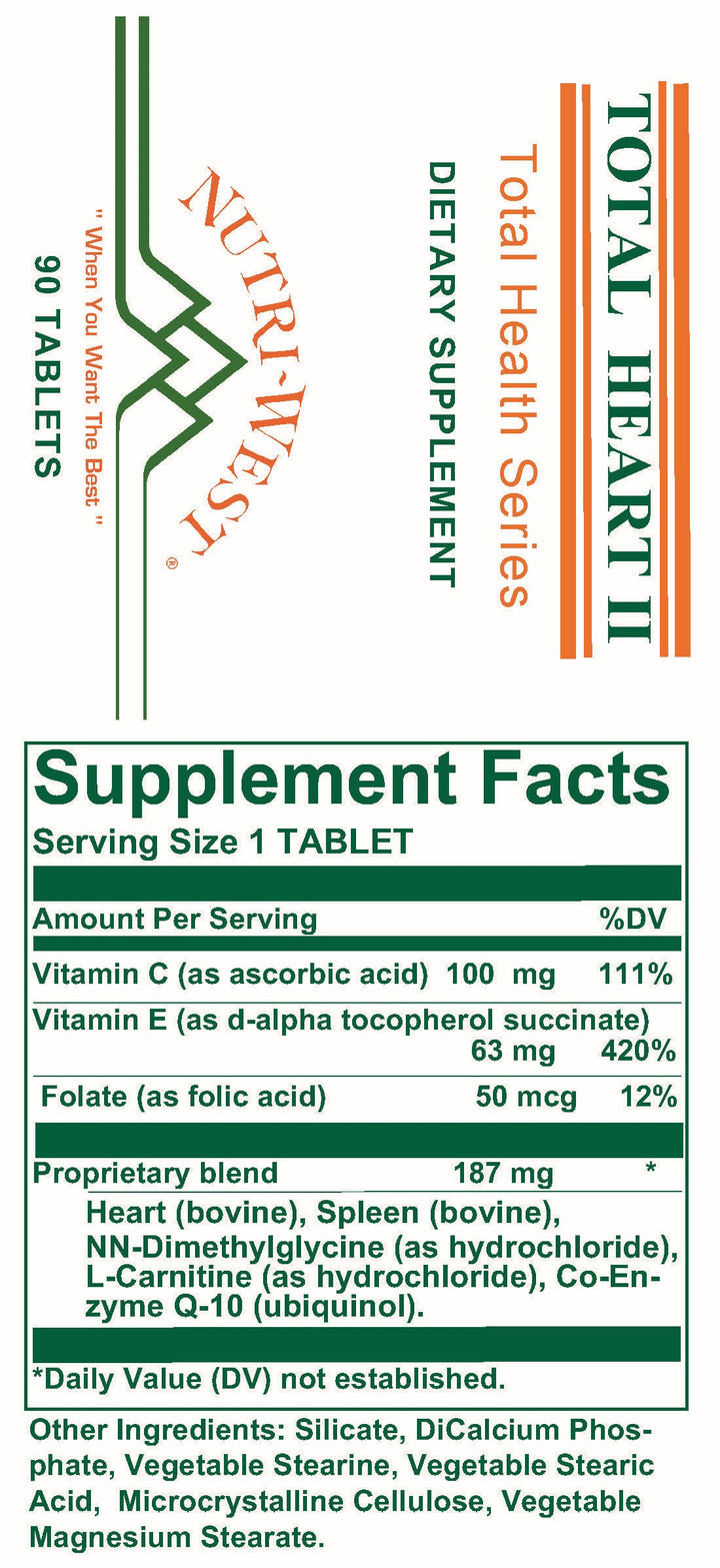 Nutri-West - Total Heart II - 90 Tablets - Supplement Facts panel