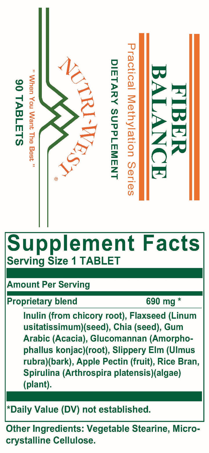 Nutri-West - Fiber Balance - 90 Tablets - Supplement Facts panel