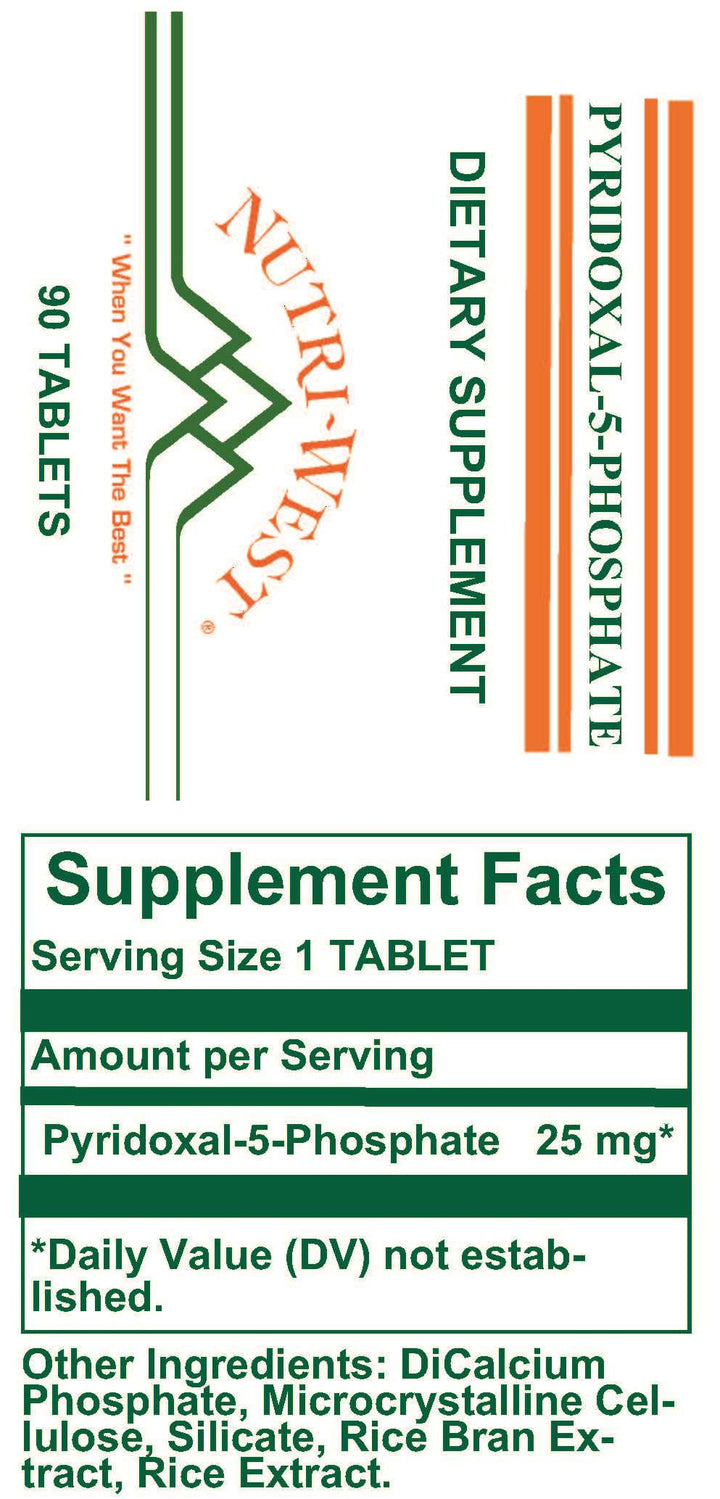 Nutri-West - Pyridoxal-5-Phosphate - 90 Tablets - Supplement Facts panel