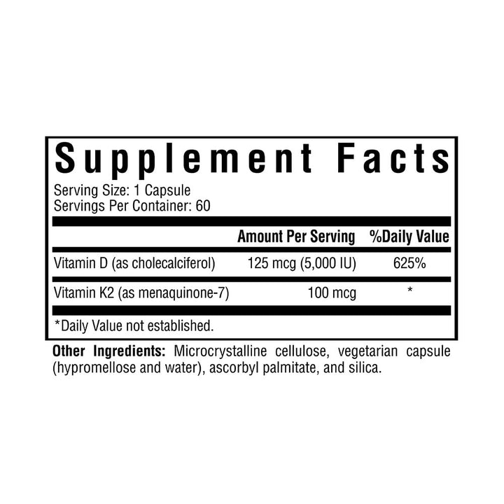 Vitamin D3 + K2 Seeking Health - 60 Vegetarian Capsules