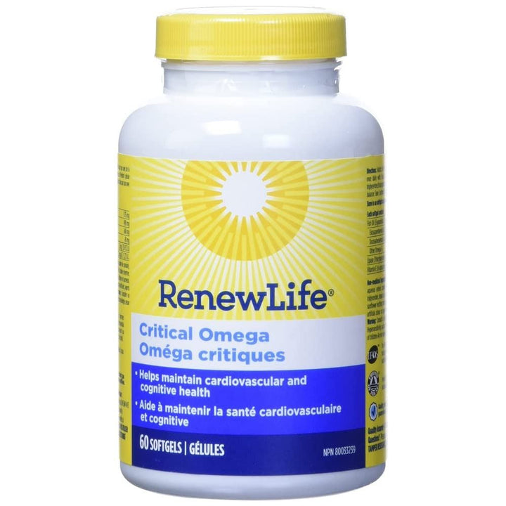 Renew Life Norwegian Gold Critical Omega, Omega-3 Fish Oil, 60 Burp-Free Softgels (Pack May Vary)