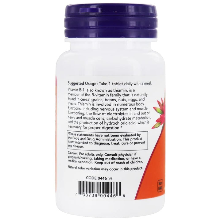 Now Foods Vitamin B-1 100 mg 100 Tablets - 0446 - 2 Pack