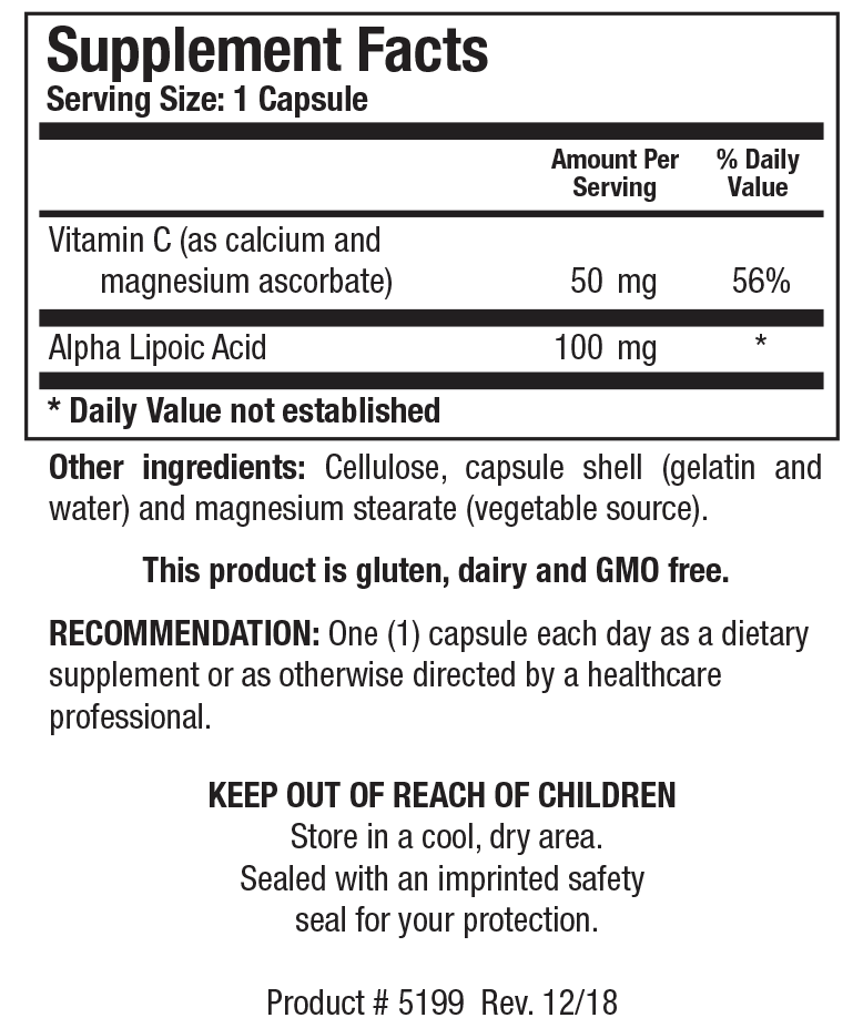 Biotics Research Lipoic Acid Plus - Supplement Facts panel