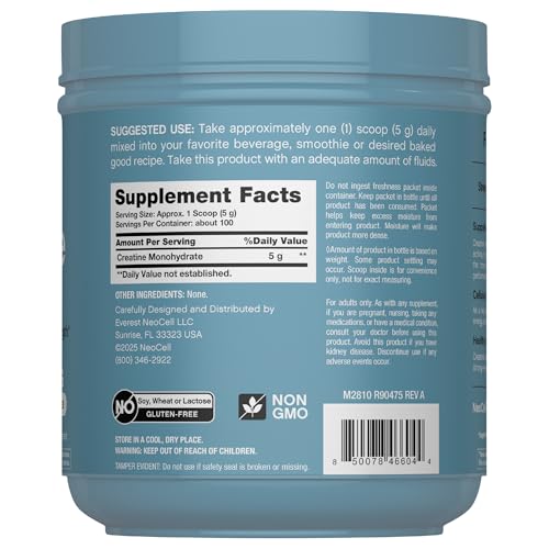 NeoCell Creatine Monohydrate Powder | 1.1 lb | Unflavored | Micronized