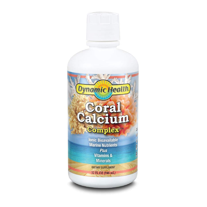 Dynamic Health Coral Calcium Complex | Bone Health &amp; PH Level Support | Easier Than Capsules, Liquid Supplement | with Magnesium | 32oz, 32 Serv