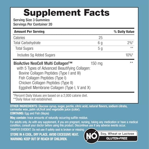 NeoCell Multi Collagen Bio-Peptides Gummies | 60 ct | Tropical Flavor