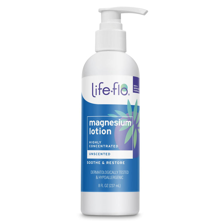 LIFE-FLO Unscented Magnesium Lotion - Highly Concentrated Magnesium Lotion for Kids and Adults - Soothes Overworked Muscles, Joints When Massaged into the Skin - Hypoallergenic, 60-Day Guarantee - 8oz