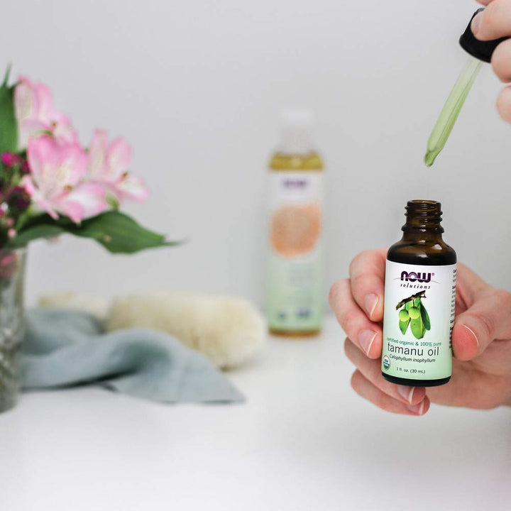 NOW Foods Solutions, Organic Tamanu Oil, Certified Organic and 100% Pure, Promotes Hydration and Rejuvenation, 1-Ounce
