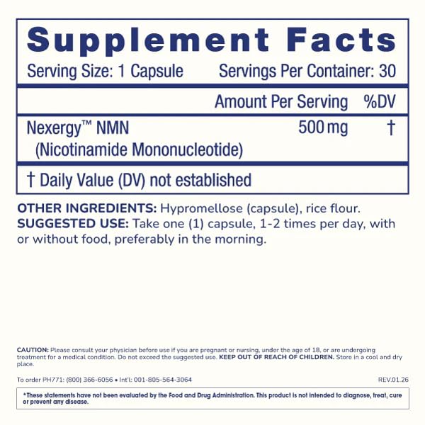 ProHealth Longevity Essentials NMN 500 (500mg, 30 Capsules) - Featuring Nexergy NMN 500mg Supplement, NAD+ Precursor, Dietary Supplement, Cellular Health, Metabolism Support