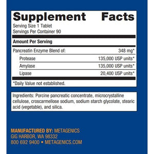 Metagenics SpectraZyme� Pan 9X ES � Bioactive Pancreatic Enzymes for Digestive Support* � 90 Servings - The Oasis of Health