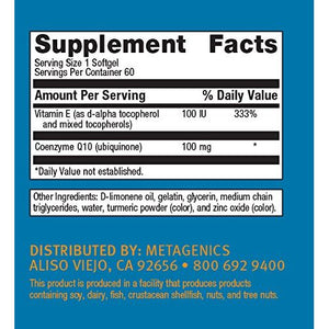 Metagenics CoQ10 ST-100, Highly Absorbable 100 mg Coenzyme Q10 Supplement to Help Support Energy Production and Cardiovascular Function - 60 Count - The Oasis of Health