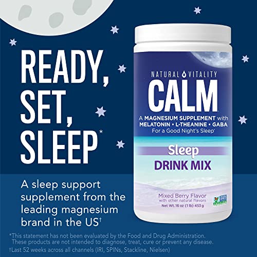 Natural Vitality Calm Sleep Drink Mix with Magnesium and Melatonin, Mixed Berry Flavor, 4 Ounces (Package May Vary)