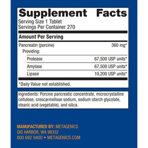 Metagenics SpectraZyme� Pan 9X � Bioactive Pancreatic Enzymes for Digestive Support* � 270 Servings - The Oasis of Health