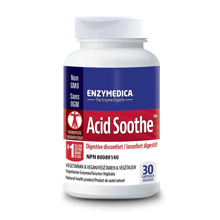 Enzymedica, Acid Soothe, Support for Occasional Heartburn, 3-in-1 Formula with Enzymes &amp; Soothing Herbs, 30 Count