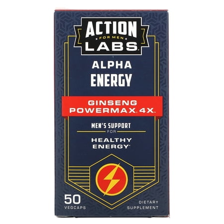 Alpha Energy  Ginseng Powermax 4x  Men s Support  50 VegCaps  Action Labs