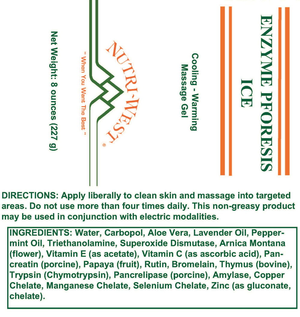Nutri-West - Enzyme Pforesis Ice 8 Ounce (Topical) - 8 oz - Supplement Facts panel
