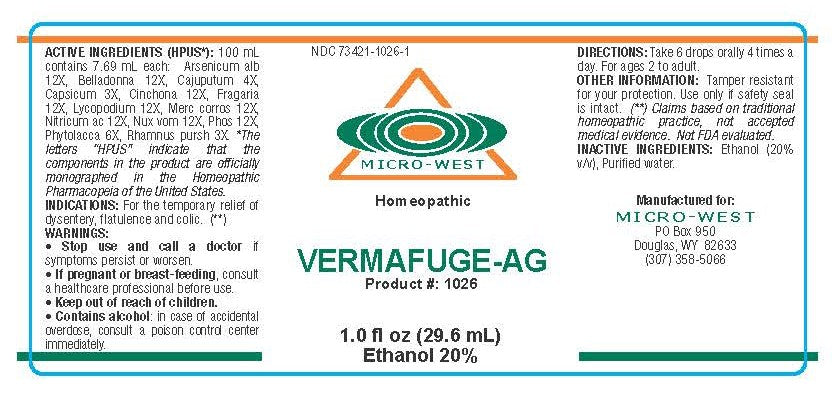 Nutri-West - Vermafuge-AG (Homeopathic) - 1 oz - Supplement Facts panel