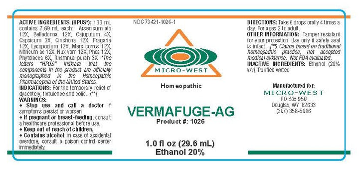 Nutri-West - Vermafuge-AG (Homeopathic) - 1 oz - Supplement Facts panel