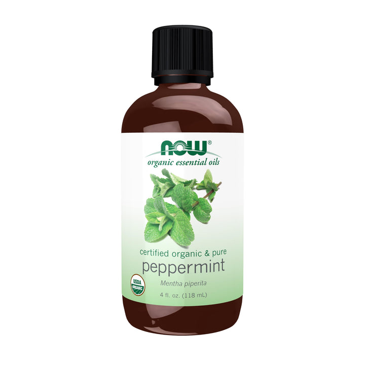 NOW Essential Oils, Organic Peppermint Oil, Steam Dist., Undiluted,4 fl. oz