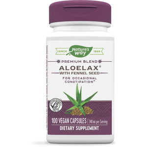 Nature's Way Aloelax, Premium Blend, with Fennel Seed, Occasional Constipation*, 340 mg, Vegan, 100 Capsules