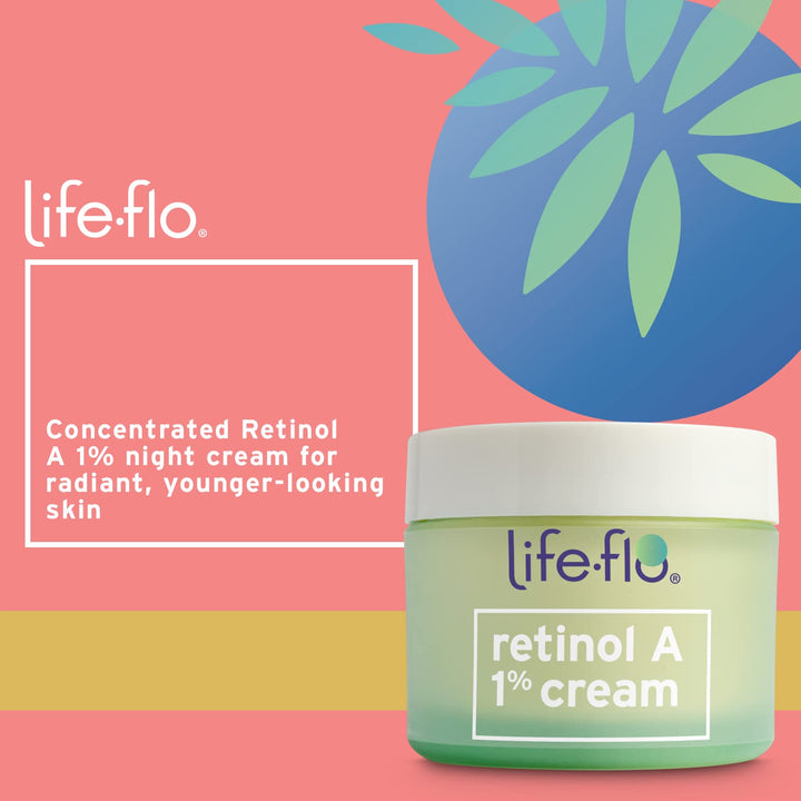 LIFE-FLO Retinol Face Cream - Face Moisturizer and Neck Cream w/ 1% Retinol Vitamin A, Green Tea and Vitamin E - Refines Skin, Minimizes Appearance of Fine Lines and Wrinkles, 60-Day Guarantee 1.7oz