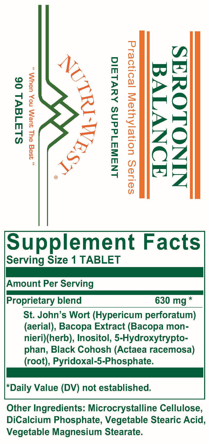 Nutri-West - Serotonin Balance - 90 Tablets - Supplement Facts panel