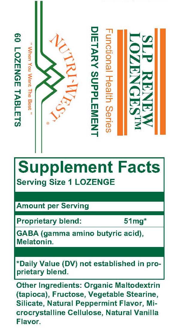 Nutri-West - SLP Renew Lozenges - 60 Lozenges - Supplement Facts panel