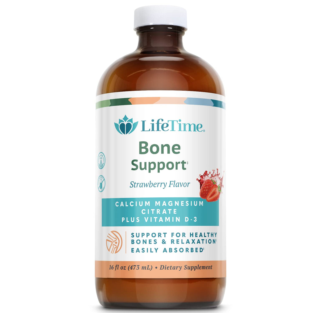 LifeTime Vitamins - Liquid Calcium Magnesium Supplement for Women &amp; Men, with Vitamin D, Muscle and Bone Health Support with Magnesium &amp; Calcium Citrate - Natural Strawberry Flavor, 16 fl oz