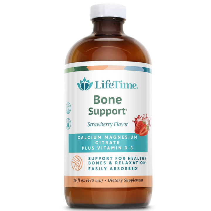 LifeTime Vitamins - Liquid Calcium Magnesium Supplement for Women &amp; Men, with Vitamin D, Muscle and Bone Health Support with Magnesium &amp; Calcium Citrate - Natural Strawberry Flavor, 16 fl oz
