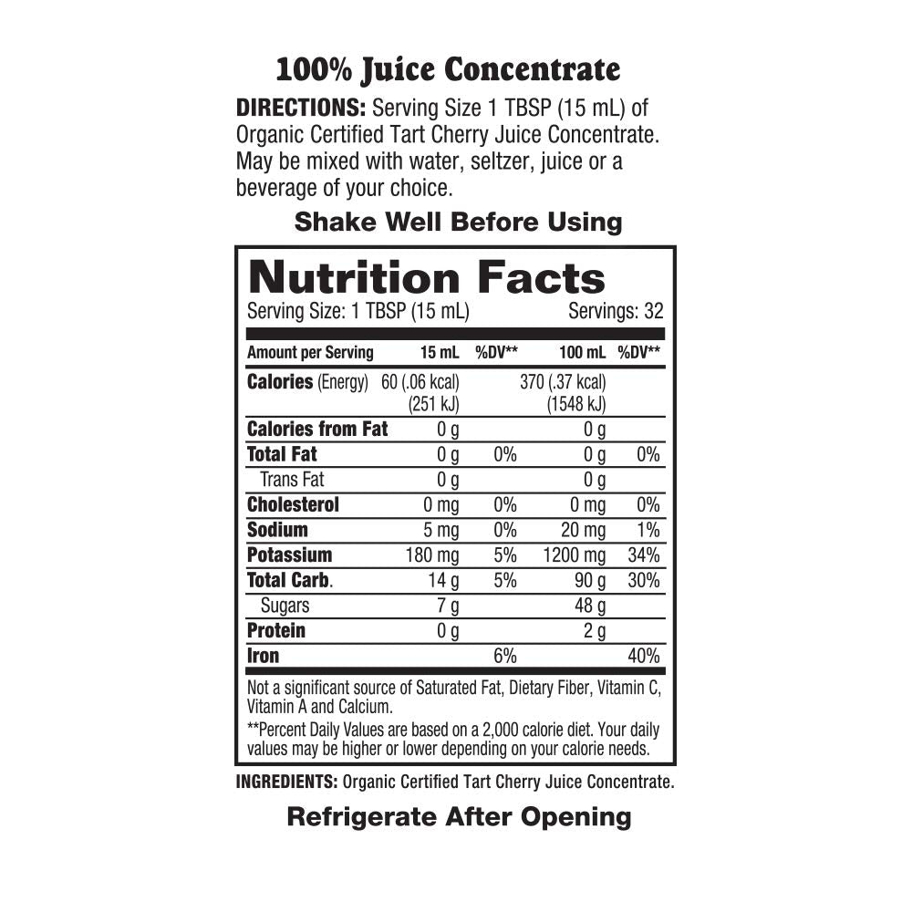 Dynamic Health Once Daily Tart Cherry Ultra 5X | 100% Juice Concentrate | No Additives or Preservatives | Antioxidant | 16 Oz, Btl-Glass | Pack of 2