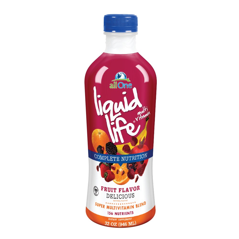 ALL ONE Liquid Life | Liquid Multivitamin for Women, Men, &amp; Kids | Vitamin A, B, C, D3, E &amp; Amino Acids | Pure Nutrition | No Added Sugar | Gluten Free | Vegan | 32 oz